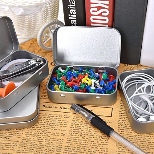 Aybloom Metal Rectangular Empty Hinged Tins - 30 Packs Silver Mini Portable Box Containers Small Storage Kit & Home Organizer