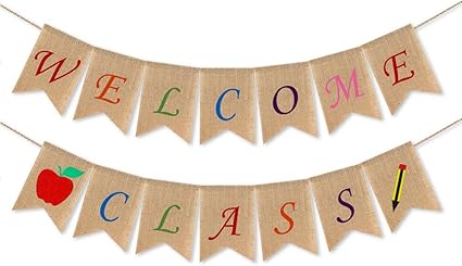Amazon Com Burlap Welcome Class Banner Sign Back To School Party