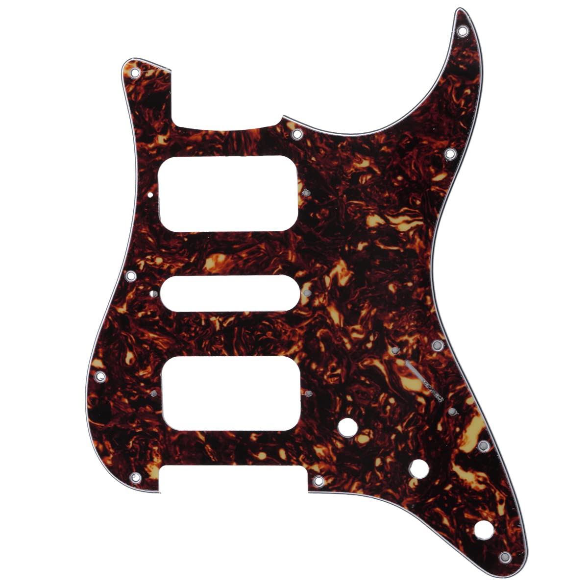 Musiclily Pro 11 Holes Round Corner HSH Strat Pickguard for American/Mexican Fender Standard Stratocaster Electric Guitar, 4Ply Tortoise Shell