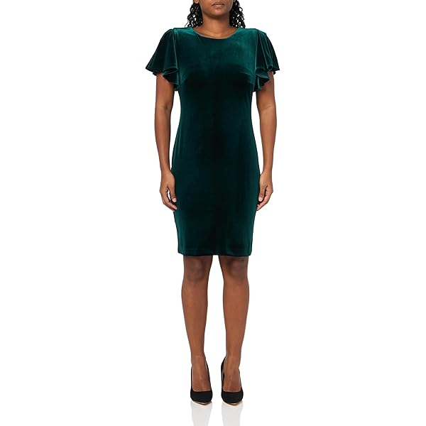 Calvin Klein Women's Dress Short Scuba Crepe Sheath with Chiffon Flutter  Sleeve Black 8 at Amazon Women's Clothing store