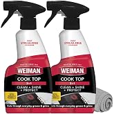 Weiman Daily Cooktop Cleaner &amp; Degreaser, 2 Pack with Microfiber Cloth | Safe for Ceramic, Electirc, Gas &amp; Induction Cooktop, Non-Abrasive Cleaner for Burnt-On Food &amp; Grease, Scratch &amp; Streak-Free
