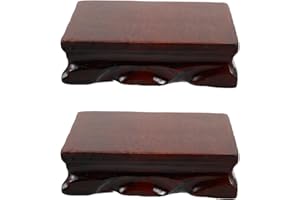 HOMSFOU 2pcs Solid Wood Display Base for Vase and Teapot, 10x10x2.7cm Square Wooden Pedestal Stand