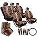 OxGord 17pc Cheetah Seat Cover Carpet Floor Mat Set for Car, Truck, Van, SUV - Orange Brown