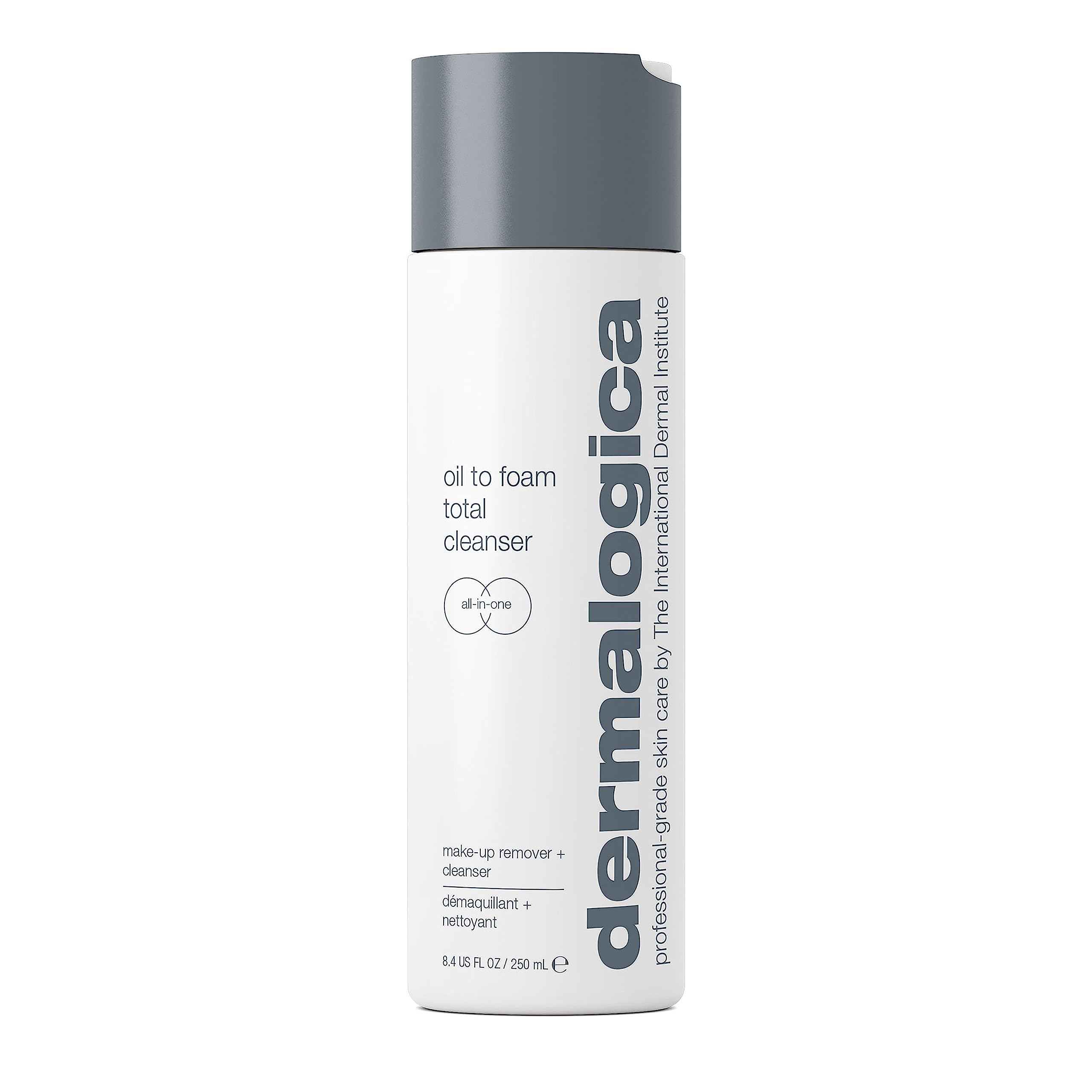 Dermalogica Oil to Foam Total Cleanser - Cleanses & Removes Make-up & Impurities, Golden Gel-oil, Instantly Soft & Smooth Skin, Make-up Remover with Sea Buckthorn Oil, Suits All Skin Types, 250ml