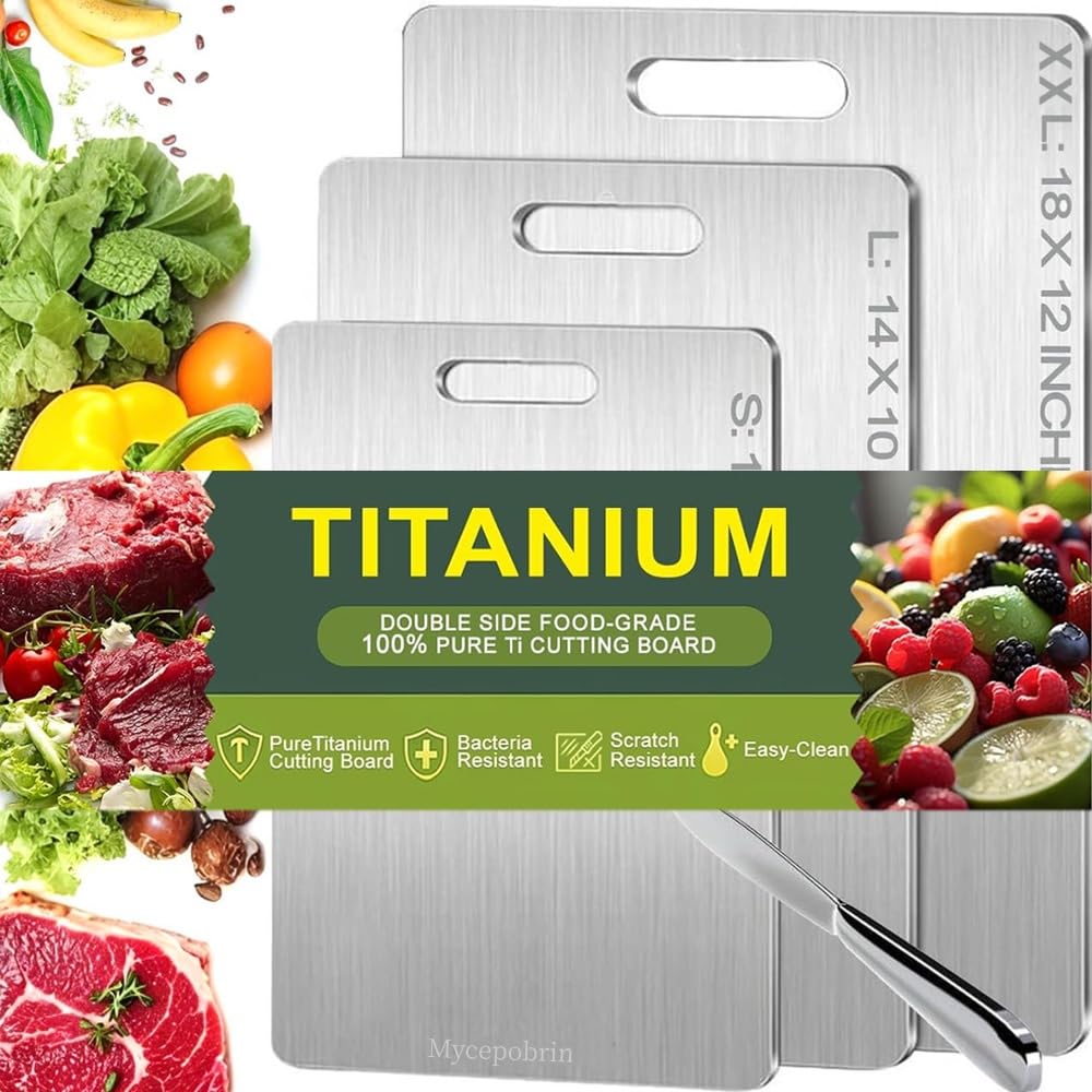Photo 1 of ***ONE CUTTING BOARD ONLY*** Katuchef Titanium Cutting Board for Kitchen, Pure Katu chef Titanium Cutting Board, Double Sided Non Toxic Chopping Board for Cutting Meat Vegetable Fruit, Easy to Clean (L)
