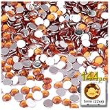 The Crafts Outlet 144-Piece Flat Back Round Rhinestones, 5mm, Orange