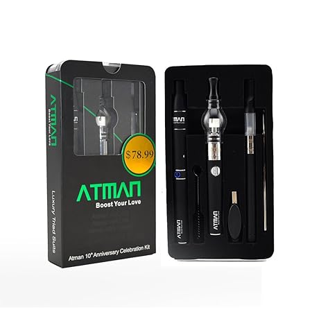 ATMAN Luxury Triad Herbal Vaporizer Kits for Dry Herb &Wax &CBD Oil No Nicotine-black