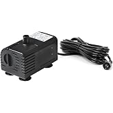 ECO-WORTHY 216 GPH Solar Powered Water Fountain Pump Upgraded Dry-run Protection Brushless Submersible Pump 12V-24V DC with 16.4ft(5M) Power Cord, 7.8 ft High Lift，2Nozzles for Pond, Aquarium