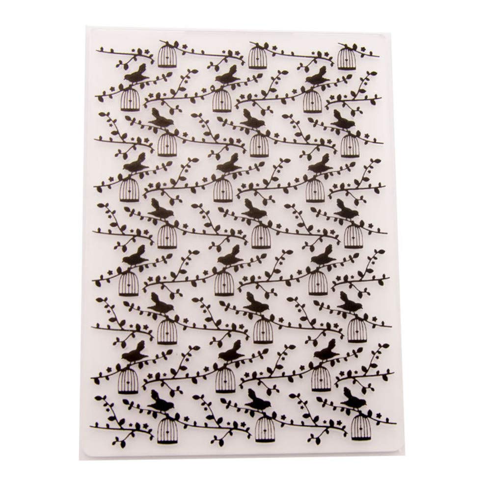 Bird Cages Background Plastic Embossing Folder Bird cage Tree Embossing Folders for Scrapbook DIY Album Card Tool Plastic Template Folders