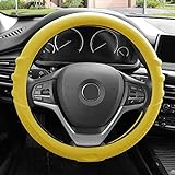 FH Group FH3003YELLOW Yellow Steering Wheel Cover (Silicone W. Grip & Pattern Massaging grip Yellow Color-Fit Most Car Truck Suv or Van)
