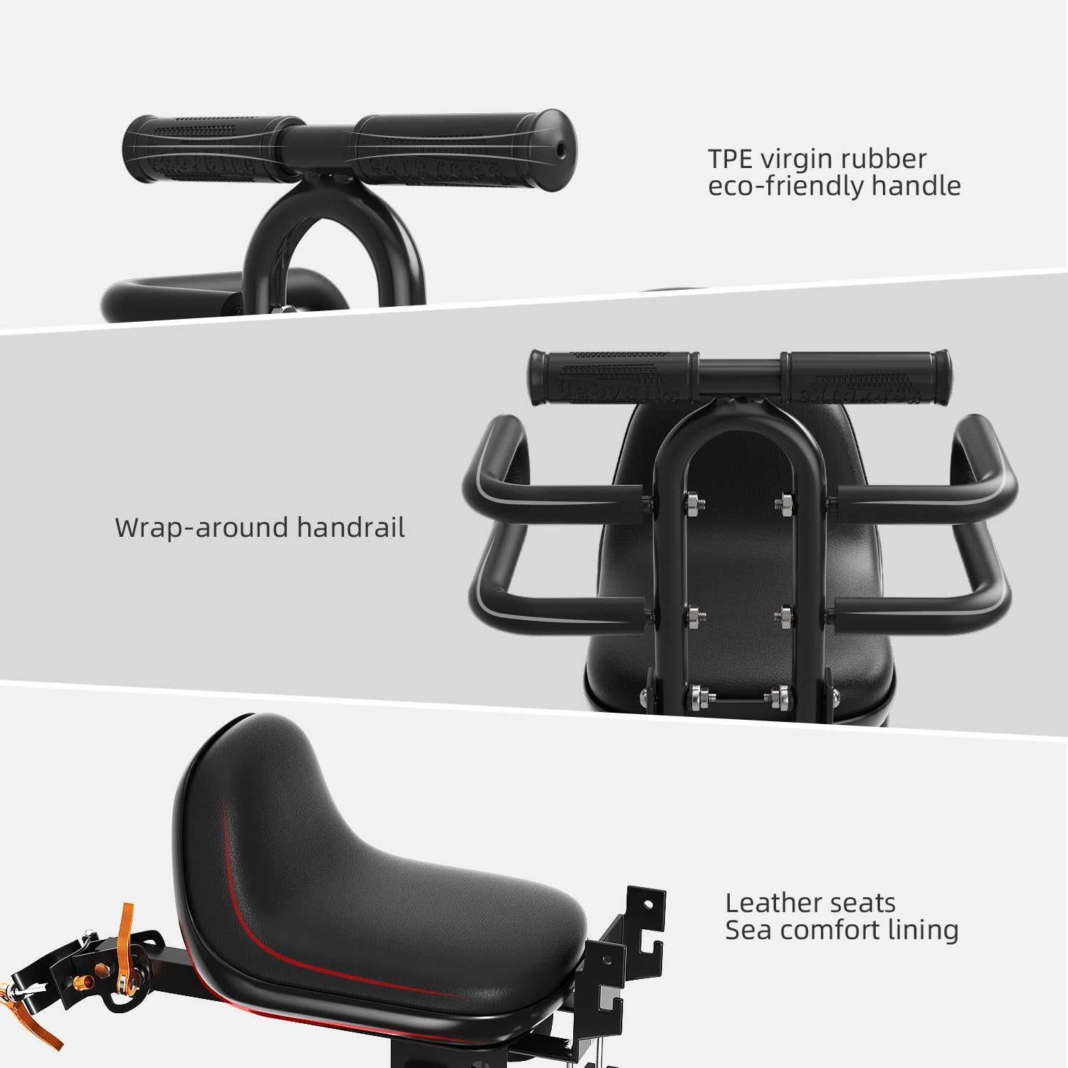 XIEEIX Child Bike Seat, Kids Bike Seat with Guardrail, High Seat Cushion Backrest Mountain Bike Child Bike Seat, Bicycle Child Safety Seat for Children from 1 to 3 Years Old