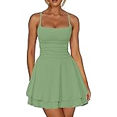 Kaximil Women's Sexy Ruffle Mini Dress Spaghetti Strap Ruched Corset Party Club Short Dresses