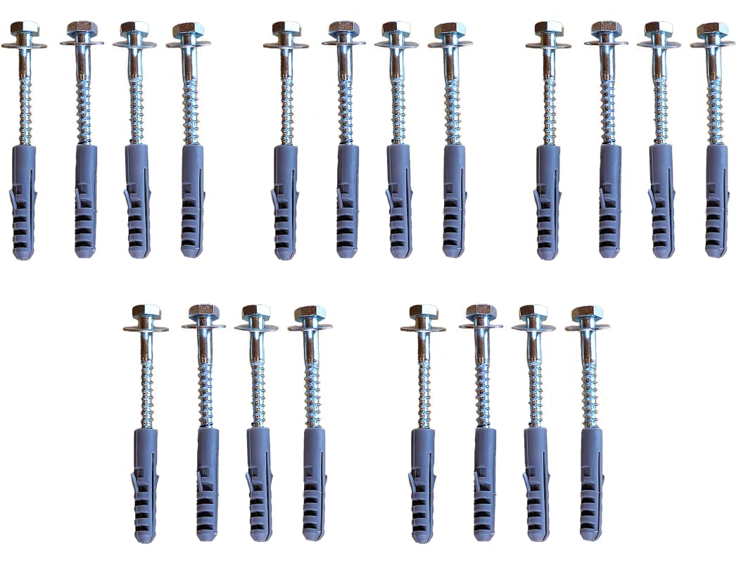 SpeedwellStar M10x100x5 Coach Bolt Screw Zinc Plated Wood Masonry Rawlplug Washer Hex Head Fixing 4 x 100mm Rawl plug (20)