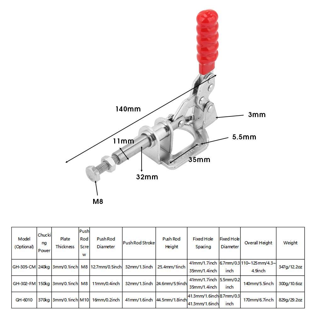 FTVOGUE Toggle Clamps Workpiece Welding Clamps Antislip Horizontal Clamps for Welding Jigging Repairing (GH-302-FM) - Image 3