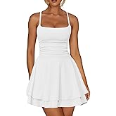 Kaximil Women's Sexy Ruffle Mini Dress Spaghetti Strap Ruched Corset Party Club Short Dresses