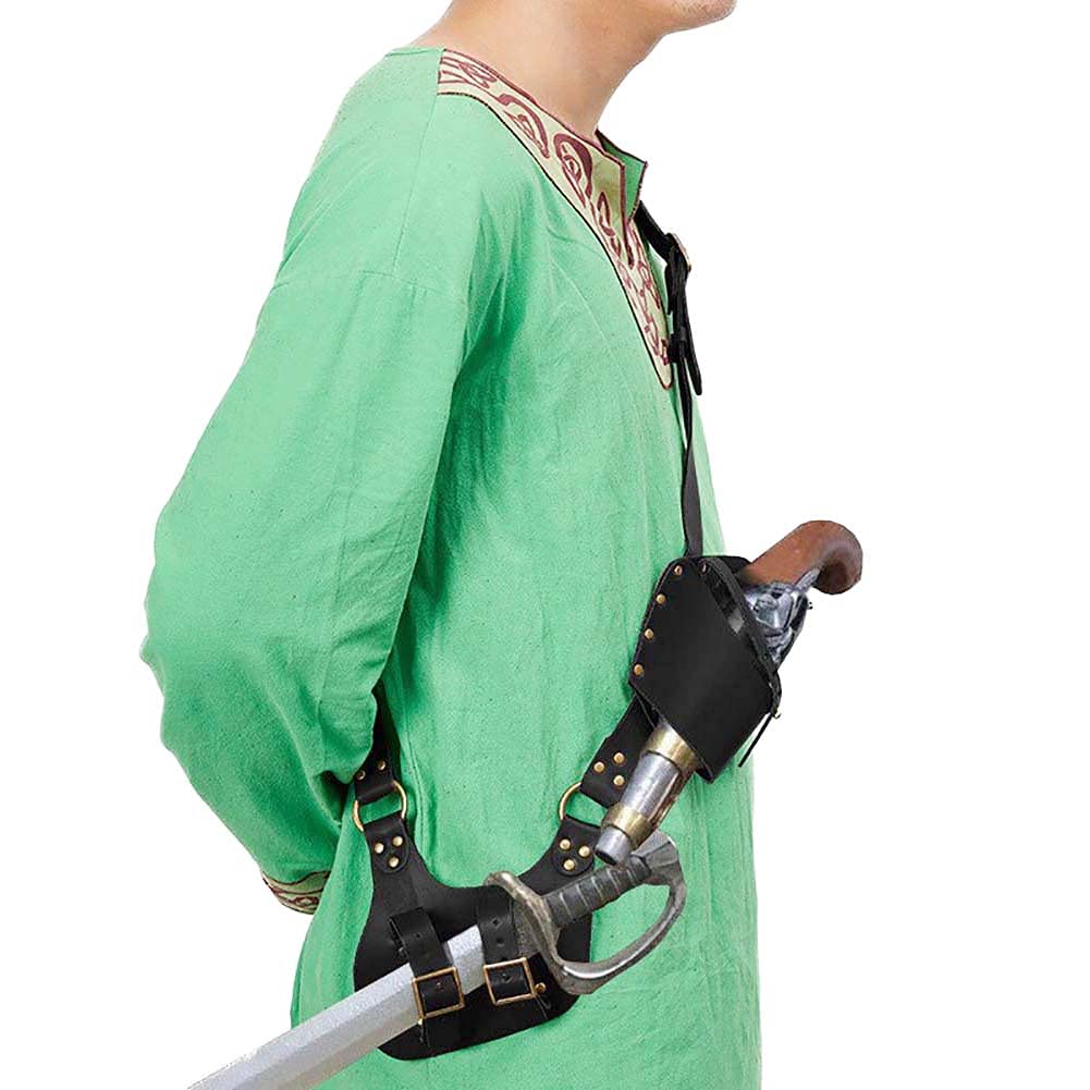 Renaissance Medieval Knight Flintlock Strap Double Holste Adjustable Steampunk Pirate Warrior Cosplay Halloween Accessoires (81# Black)