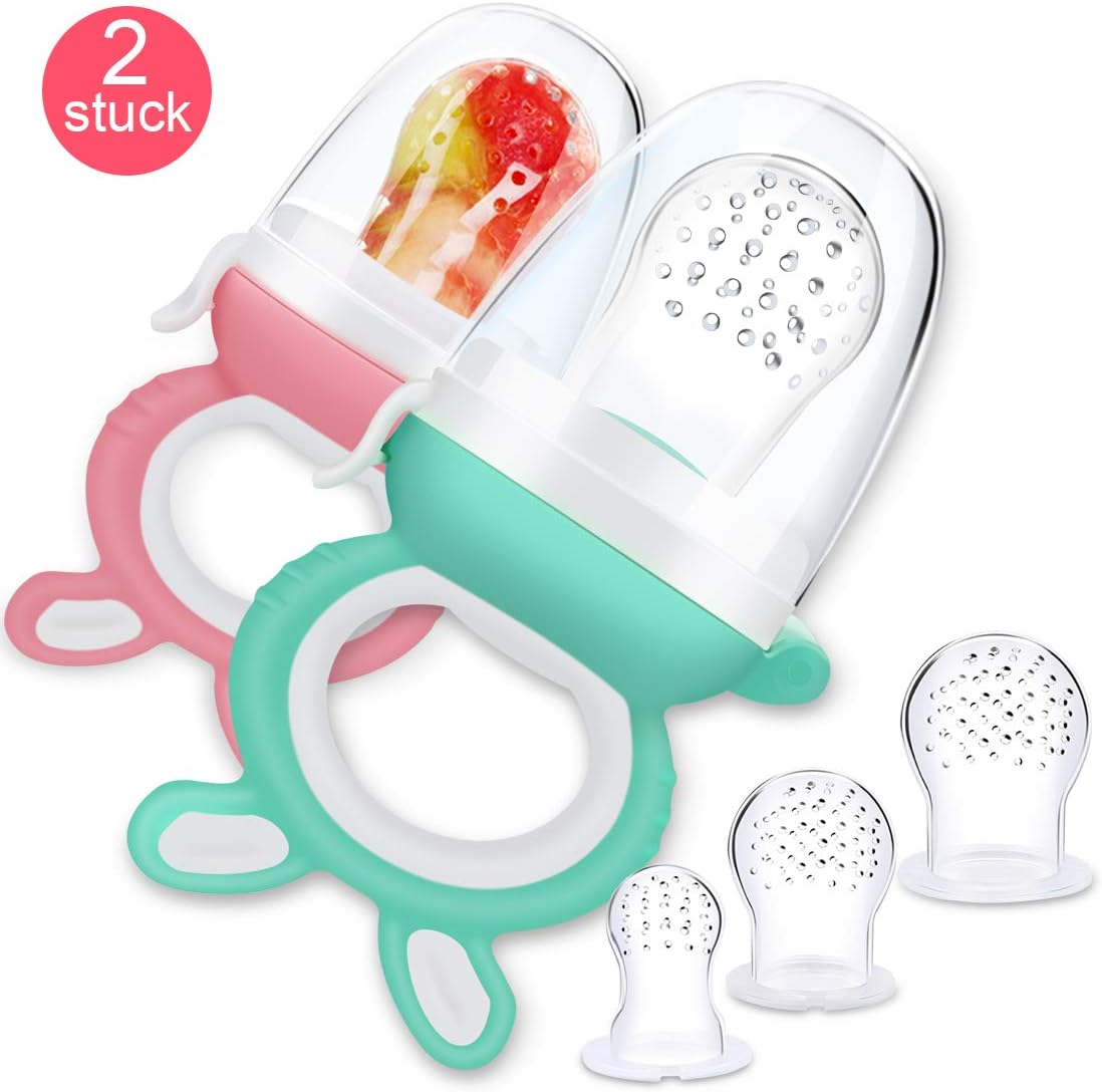 Estiloss Com 2pcs Tetine Dalimentation Pour Bebe Jouet De Dentition Pour Bebe 3 Tetines En Silicone Sans Bpa Tetine A Fruit Bebe Puericulture Sucettes Et Anneaux De Dentition