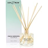 Luxury Reed Diffuser for Home & Bathroom – Ash & Iron Fresh Horizon, Crisp Alpine Air & Cactus Blossom, 125 mL, 3–5 Month Duration