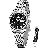 OLEVS Gold Watch for Women with Date Day Stainless Steel Waterproof Small Face Quartz Analog Ladies Watches Fashion Gold Black White Dial Female Wristwatch