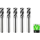 SHARPRO 1/4 Inch Shank Carbide Square End Mill, 4 Flute CNC End Mills, Heat-Resistant Metal Endmill Suitable Alloy Steel, Stainless Steel, Various Cast Iron（5PCS）