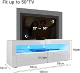 Elegant 1200mm LED TV Cabinet White Gloss with Ambient Lights 32-47 inch view 2