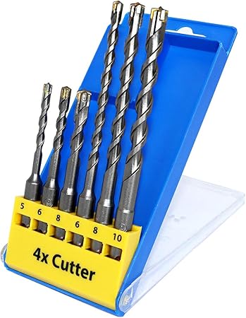 S R Forets Sds Plus Pour Beton Arme 4 Tallants 6 Pcs 5 6 8 10 Forets A Beton Maconnerie Pierre Granit Amazon Fr Bricolage