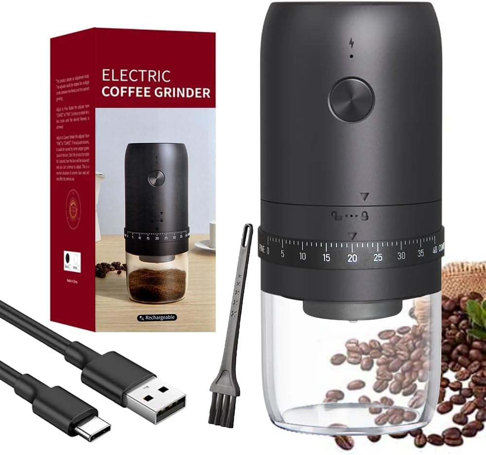 Electric Coffee Grinder 1800mAh Type-C USB Charging Professional Ceramic Grinding Externally Adjustable Grinding Beans Machine Grinder Portable