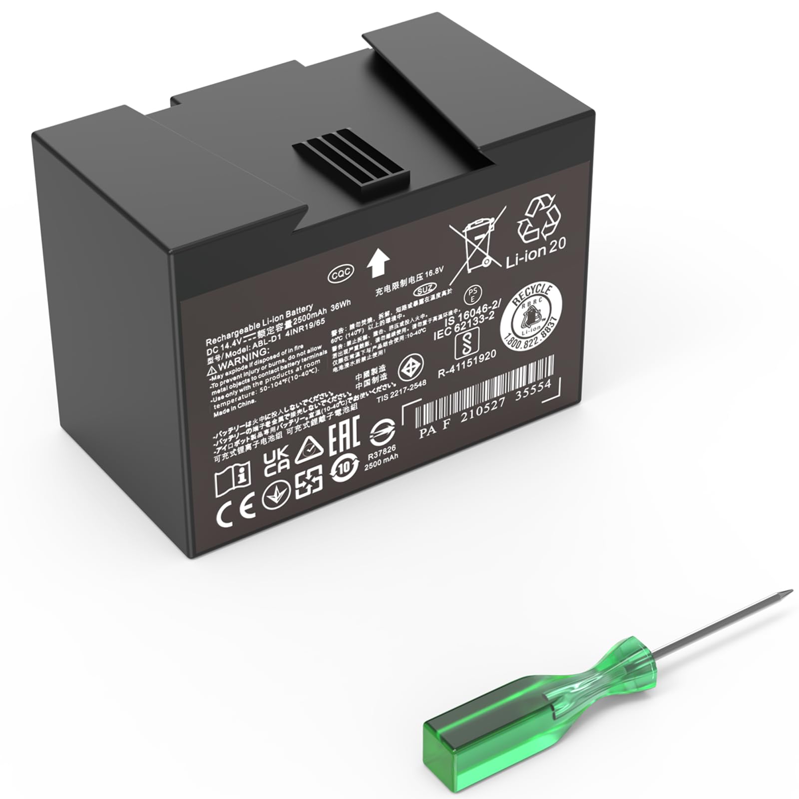 Photo 1 of JGTM ABL-D2 Battery for Roomba i8 i8+ i7 i7+ i4 i4+ j7 j7+ Combo i5 i5+ j5 j5+ j6 Series Robot Vacuum, Compatible with iRobot ABL-D2A 4INR19/66 Black ABL-D1 Li-ion Batteria Capacity 14.4V 36Wh 2500mAh