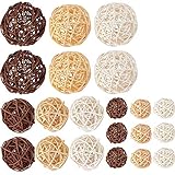 Supla 21 Pcs/lot Mixed 3 Colors Rattan wicker balls Vase Fillers for Wedding Party Christmas decoration, Assorted Three Size(3cm/5cm/7cm)