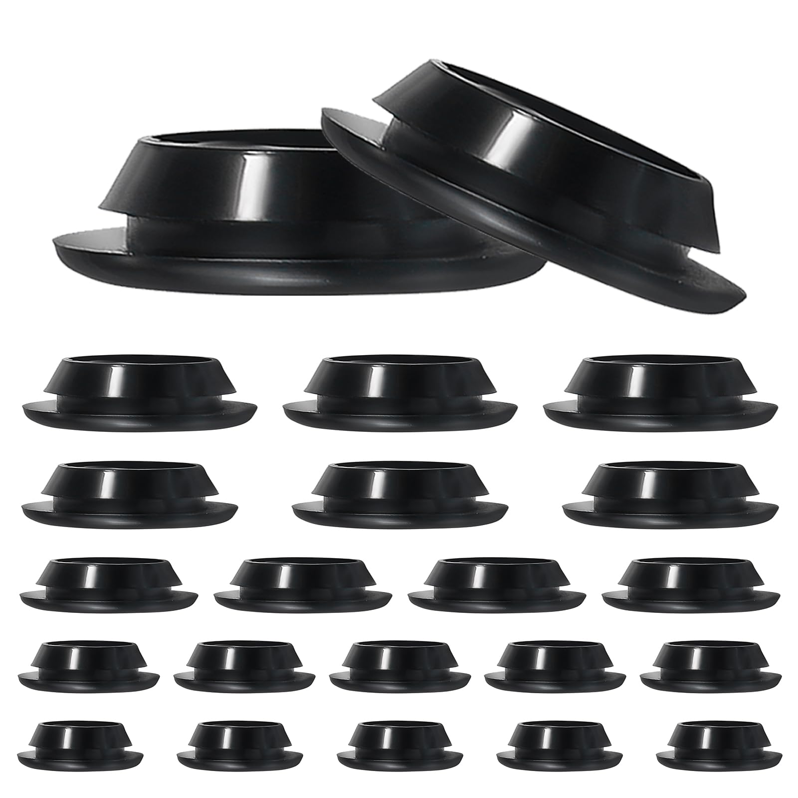 Swpeet 40Pcs Black Rubber Grommet Assortment Kit, 5 Sizes Eyelet Ring Gasket, Single Sided Round Firewall Hole Plugs Approx 13/16" 1" 1-3/16" 1-3/8" 1-9/16" Drill Hole for Wiring, Automotive, Boat