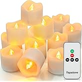Topstone Flickering Flameless Battery Operated LED Tea Lights Candles with Remote Control,Amber Decorative Timer Candles for Home and Festival Decoration,Set of 12