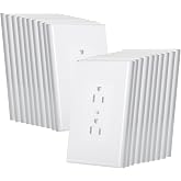 Bates- 1-Gang Duplex Wall Plate, 3.18"x 4.98", 20 Pack White | Unbreakable Electrical Outlet Cover Plates Heat &amp; Impact Resistant Easy-to-Clean Duplex Receptacle Cover for Home &amp; Office