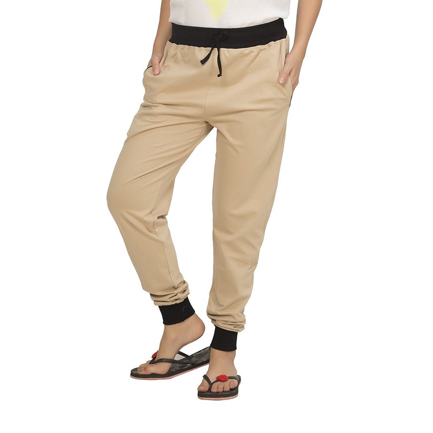 redox women's cotton track pant,pajamas,lowers beige (waist 26-36)
