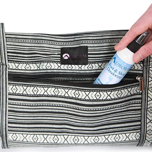 Aurorae Yoga Tote Bag, Extra Wide to Fit Most Yoga Mats and Accessories, in a Geometric Blue Coated Woven Pattern