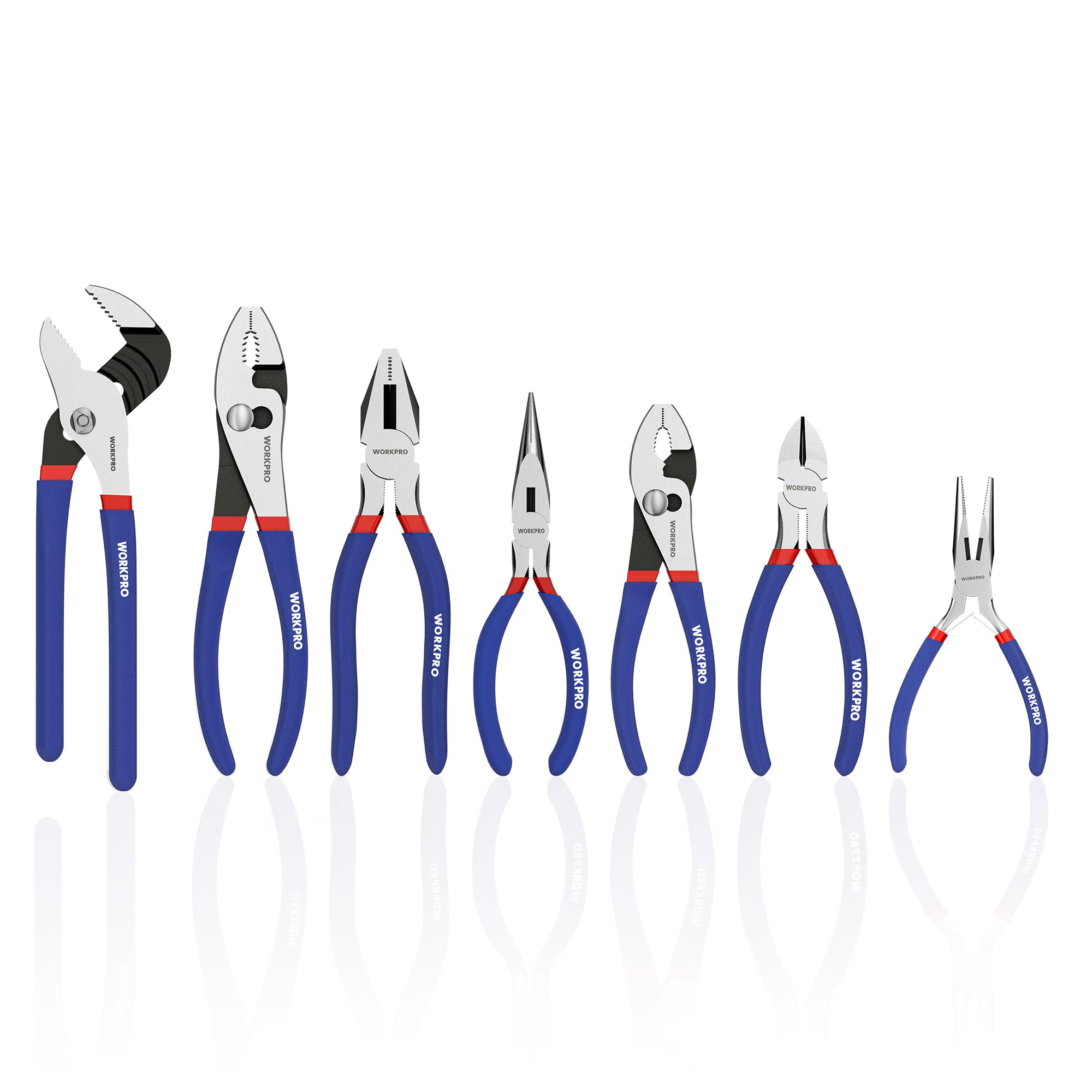 WORKPRO 7-Piece Pliers Set, Pliers Tool Set with Comfort Grip, Blue