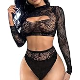 Buitifo Womens Lingerie Set Fishnet BabyDoll Bodysuit Sexy Nightwear