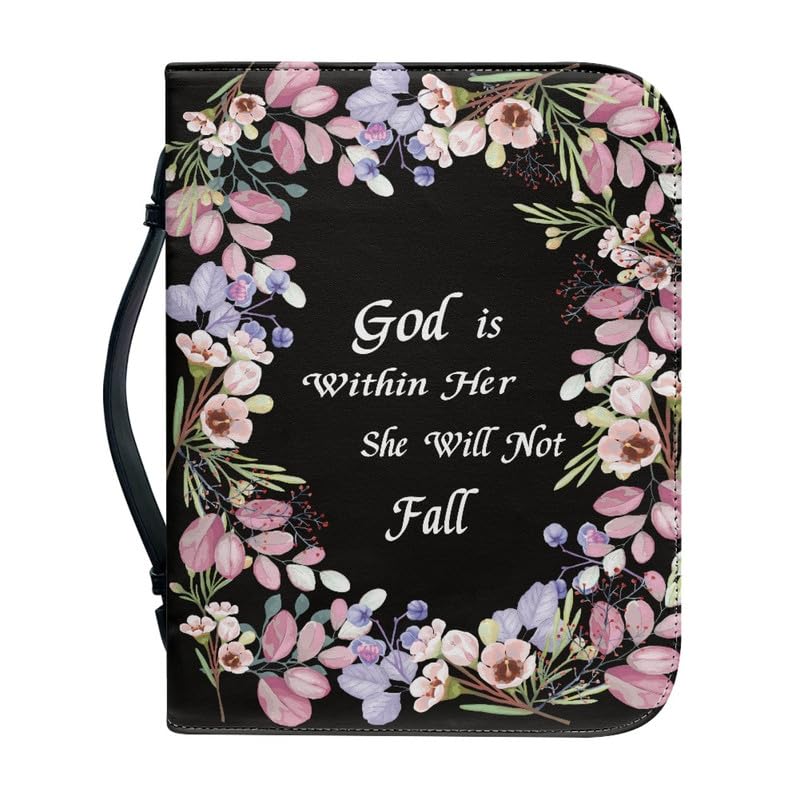 Garronmavis God Saying Women's Bible Cover Watercolor Flowers Bible Bag with Pockets Lord Quote Bible Case for Pilgrimage - XL — image 1