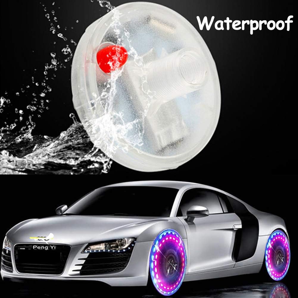 FICBOX 4 Pack Car Tire Wheel Lights Solar Car Wheel Tire Hub Light Motion Sensors Colorful LED Flashing Exterior Lights for Car Motorcycles Bicycles: Automotive