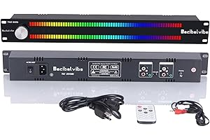 Decibelvibe TNZ SGVUM6 - Audio Graphic VU Meter with Rear RCA/3.5 Auxiliary Input and Output, Wireless Input Through a Built-in Microphone, with 19 Colors for Home, Professionals (Silver)