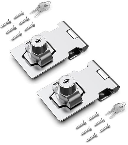 Zinc Alloy Keyed Hasp With Chrome Finish 4 Inch Keyed Hasp Lock – Keyed Alike Twist Knob, Metal Catch Latch Safety Lock For Cabinets, Drawers, Toolboxes, Black (1 Pack With 2 Keys Zinc Alloy Keyed Hasp With Chrome Finish 4 Inch Keyed Hasp Lock – Keyed Alike Twist Knob, Metal Catch Latch Safety Lock For Cabinets, Drawers, Toolboxes, Black (1 Pack With 2 Keys