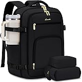 LOVEVOOK Carry On Travel Backpack For Women Men Flight Approved, 40L Personal Item Backpack for Airplanes, Business Weekender Overnight Daypack Fits 17 Inch Laptop, With 2 Packing Cubes, Black