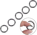 VBESTLIFE 5PCS Zinc Alloy Round Carabiner Snap Hook Keychain Buckle 28mm Black view 5