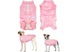 Lukovee Dog Surgery Recovery Suit - E-Collar Alternative with Zipper, Pet Recovery Shirt for Abdominal Wounds, Prevents Licki