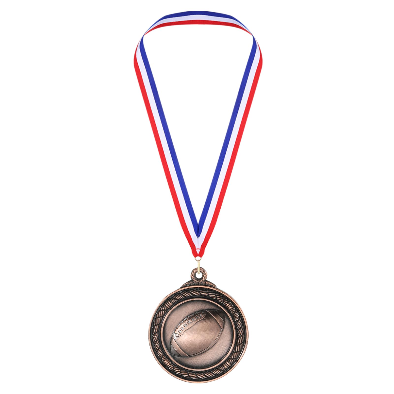 PATIKIL 2" Copper Rugby Medals, Rugby Award Medals with Ribbon Red White for Games Sports Competitions