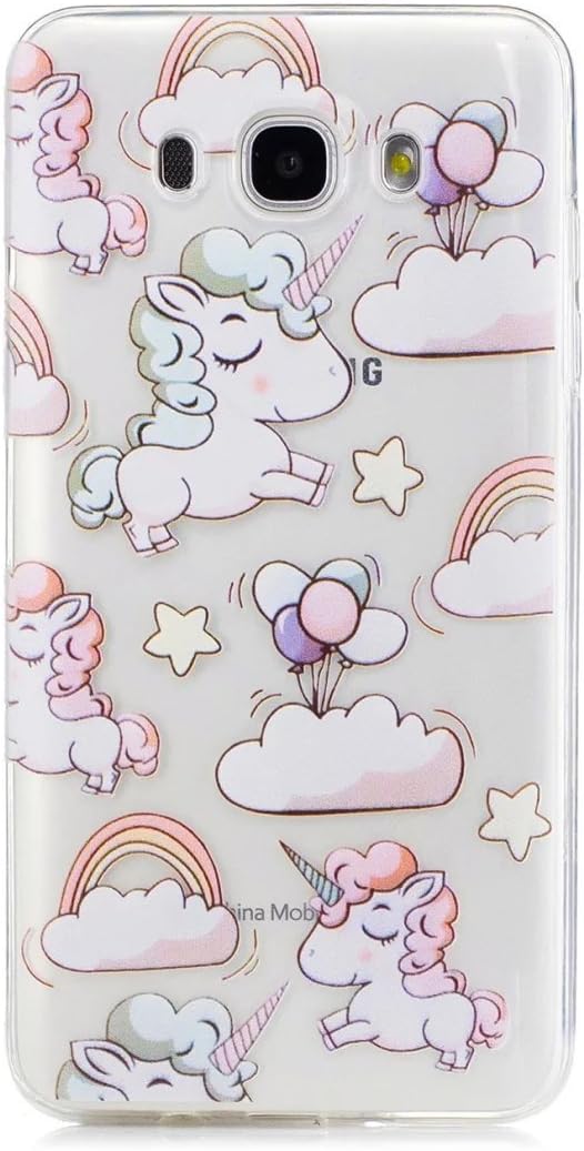 Samsung Galaxy J7 (2016) Case, LTWS Lightweight Ultra Slim Anti Scratch Transparent Soft Gel Silicone TPU Bumper Protective Case Cover Shell For Samsung Galaxy J7 (2016) SM-J710F-Unicorn and Balloon