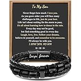 Someki Gifts for Son to My Son Bracelet from Dad Mom Forever Leather Bracelet Braided Bracelets Birthday Inspirational Gifts for Men
