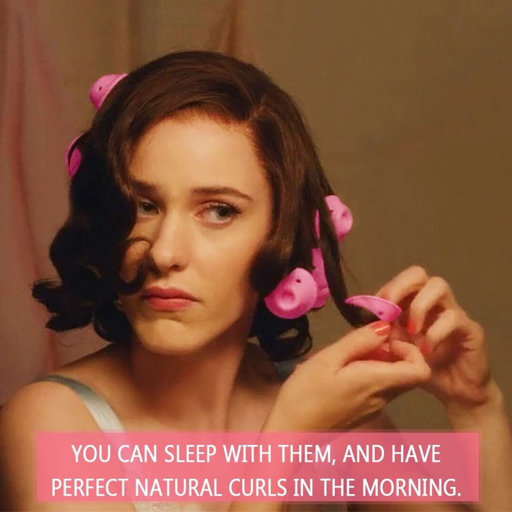40 Pcs Pink Hair Curlers Soft Roller Silicone No heat No Clip Hair Care