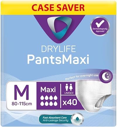 Drylife Pants Maxi Disposable Unisex Incontinence Pants Medium 4 Packs of 10