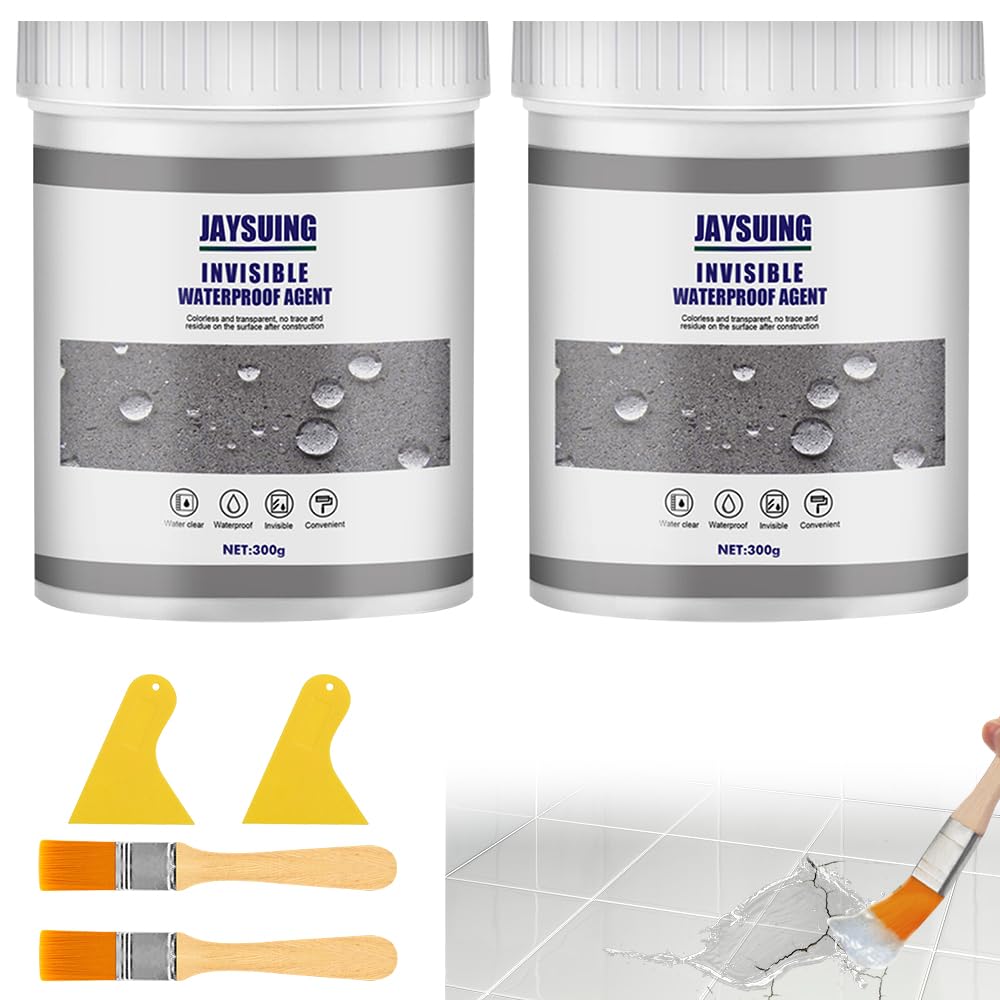 LYPPUL 2 Pcs Invisible Waterproof Agent, 600g Transparent Waterproof Coating Agent, Transparent Insulation Sealant, Super Strong Clear Insulation Leak Sealer for Roof Patio Bathroom Floor