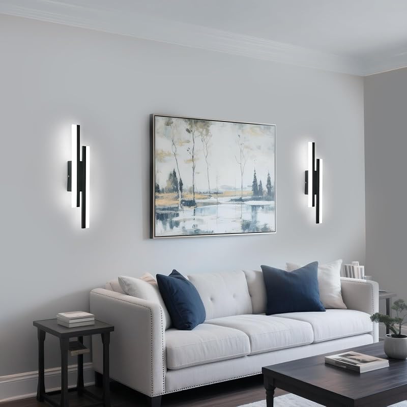 Aplique Pared Interior Negro 16W, 6500K Luz Blanca, 40cm